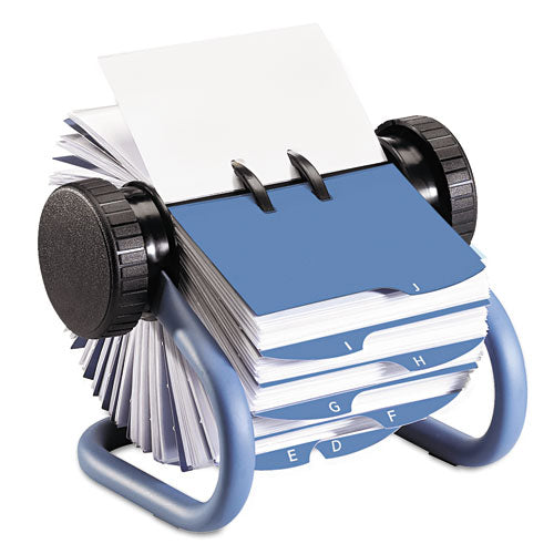 Rolodex Open Rotary Business Card File with 24 Guides, Holds 400 2.63 x 4 Cards, 6.5 x 5.61 x 5.08, Metal, Black 67236