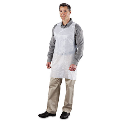 AmerCareRoyal Poly Apron, White, 24 in. W x 42 in. L, One Size Fits All, 1000-Carton DA2442