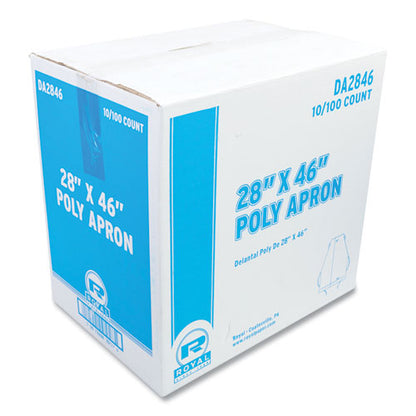 AmerCareRoyal Poly Apron, White, 28 in. x 46 in., 100-Pack, One Size Fits All, 10 Pack-Carton DA2846