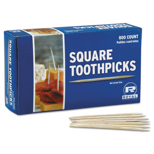 AmerCareRoyal Square Wood Toothpicks, 2.75", Natural, 800-Box, 24 Boxes-Carton R820SQ