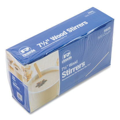 AmerCareRoyal Wood Coffee Stirrers, 7.5" Long, 500-Box, 10 Boxes-Carton R825