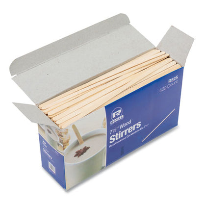 AmerCareRoyal Wood Coffee Stirrers, 7.5" Long, 500-Box, 10 Boxes-Carton R825