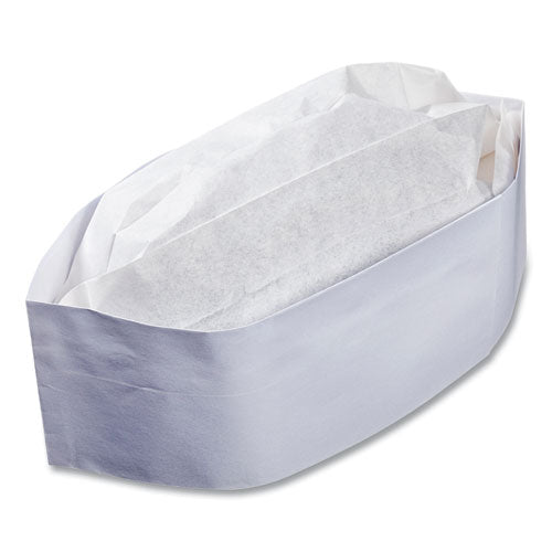 AmerCareRoyal Classy Cap, Crepe Paper, White, Adjustable, One Size, 100 Caps-Pk, 10 Pks-Carton RCC2W