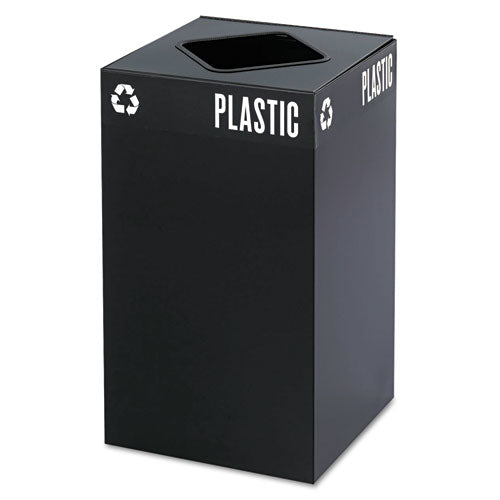 Safco Public Square Plastic-Recycling Container, Square, Steel, 25 gal, Black 2981BL