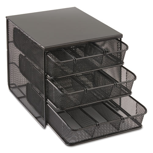 Safco 3 Drawer Hospitality Organizer, 7 Compartments, 11 1-2w x 8 1-4d x 8 1-4h, Bk 3275BL