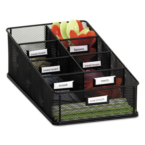 Safco Onyx Breakroom Organizers, 7 Compartments, 16 x8 1-2x5 1-4, Steel Mesh, Black 3291BL