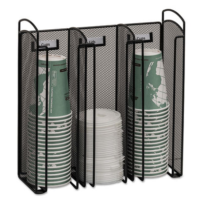 Safco Onyx Breakroom Organizers, 3Compartments, 12.75x4.5x13.25, Steel Mesh, Black 3292BL