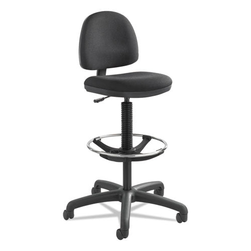 Safco Precision Extended-Height Swivel Stool, Adjustable Footring, Supports Up to 250 lb, 23" to 33" Seat Height, Black Fabric 3401BL