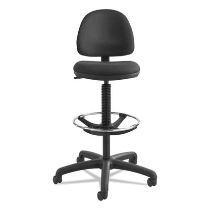 Safco Precision Extended-Height Swivel Stool, Adjustable Footring, Supports Up to 250 lb, 23" to 33" Seat Height, Black Fabric 3401BL