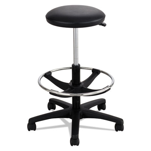 Safco Extended-Height Lab Stool, Backless, Supports Up to 250 lb, 22" to 32" Seat Height, Black 3436BL