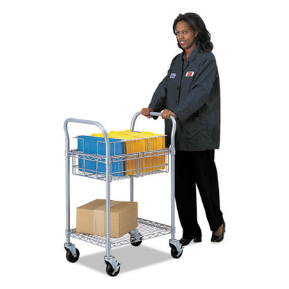 Safco Wire Mail Cart, 600-lb Capacity, 18.75w x 26.75d x 38.5h, Metallic Gray 5235GR