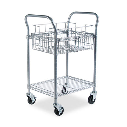 Safco Wire Mail Cart, 600-lb Capacity, 18.75w x 26.75d x 38.5h, Metallic Gray 5235GR