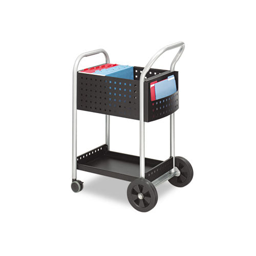 Safco Scoot Mail Cart, One-Shelf, 22w x 27d x 40.5h, Black-Silver 5238BL