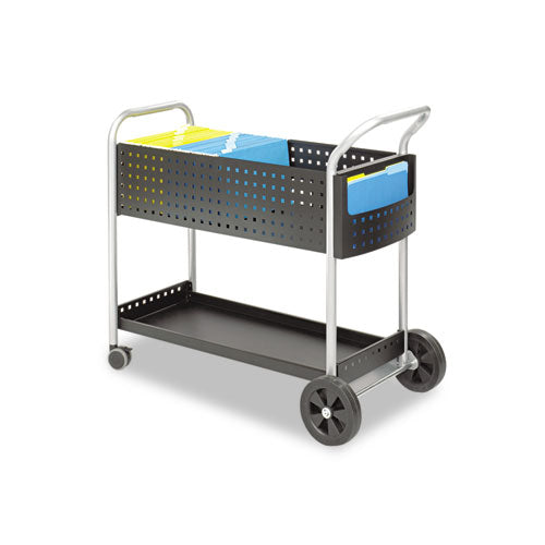 Safco Scoot Mail Cart, One-Shelf, 22.5w x 39.5d x 40.75h, Black-Silver 5239BL