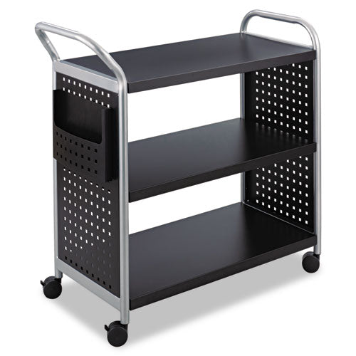 Safco Scoot Three-Shelf Utility Cart, 31w x 18d x 38h, Black-Silver 5339BL