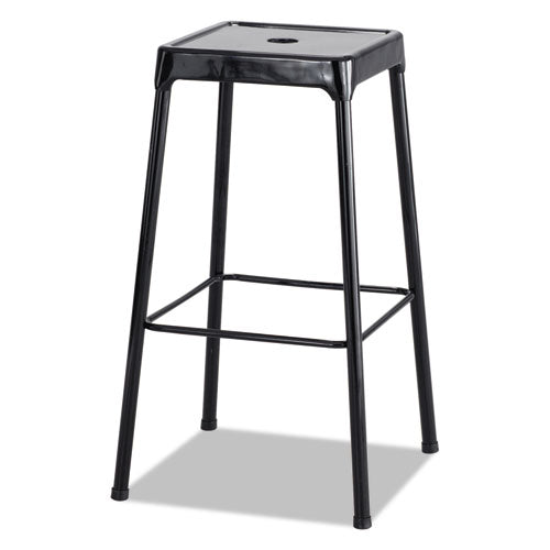 Safco Bar-Height Steel Stool, Backless, Supports Up to 250 lb, 29" Seat Height, Black 6606BL