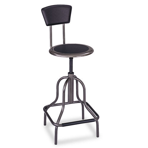 Safco Diesel Industrial Stool with Back, Supports Up to 250 lb, 22" to 27" Seat Height, Pewter 6664