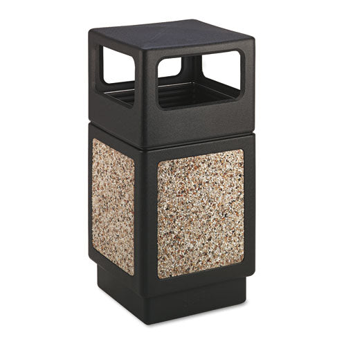 Safco Canmeleon Side-Open Receptacle, Square, Aggregate-Polyethylene, 38 gal, Black 9472NC