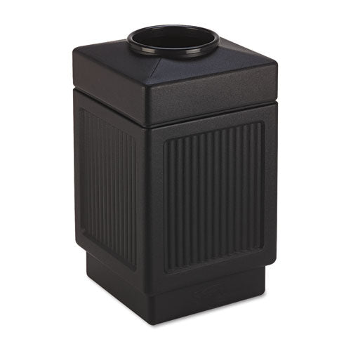Safco Canmeleon Top-Open Receptacle, Square, Polyethylene, 38 gal, Textured Black 9475BL