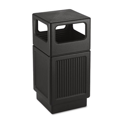 Safco Canmeleon Side-Open Receptacle, Square, Polyethylene, 38 gal, Textured Black 9476BL
