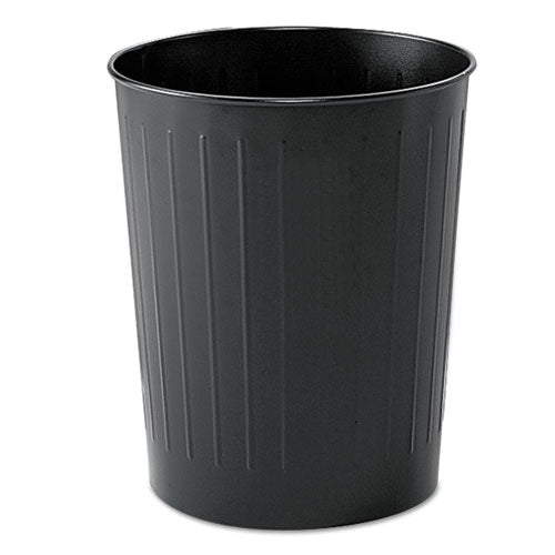Safco Round Wastebasket, Steel, 23.5 qt, Black 9604BL