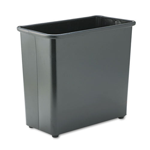 Safco Rectangular Wastebasket, Steel, 27.5 qt, Black 9616BL