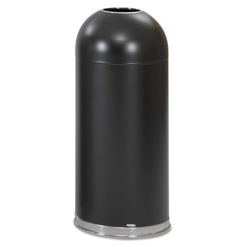 Safco Open-Top Dome Receptacle, Round, Steel, 15 gal, Black 9639BL