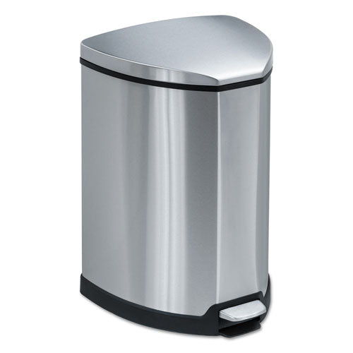 Safco Step-On Waste Receptacle, Triangular, Stainless Steel, 4 gal, Chrome-Black 9685SS