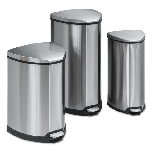 Safco Step-On Waste Receptacle, Triangular, Stainless Steel, 4 gal, Chrome-Black 9685SS