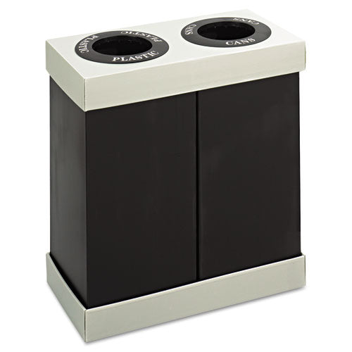 Safco At-Your-Disposal Recycling Center, Polyethylene, Two 56 gal Bins, Black 9794BL