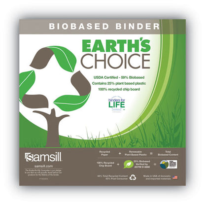Samsill Earthâ€™s Choice Biobased Durable Fashion View Binder, 3 Rings, 1" Capacity, 11 x 8.5, Turquoise, 2-Pack U86377
