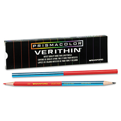 Prismacolor Verithin Dual-Ended Two-Color Pencils, 2 mm, Blue-Red Lead, Blue-Red Barrel, Dozen 02456