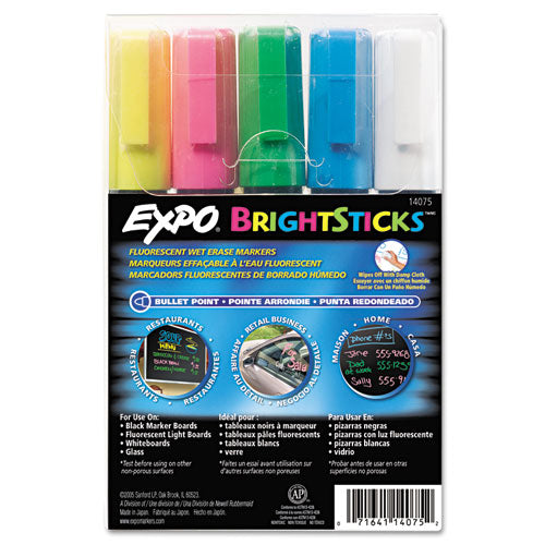 EXPO Bright Sticks, Medium Bullet Tip, Assorted Colors, 5-Set 14075