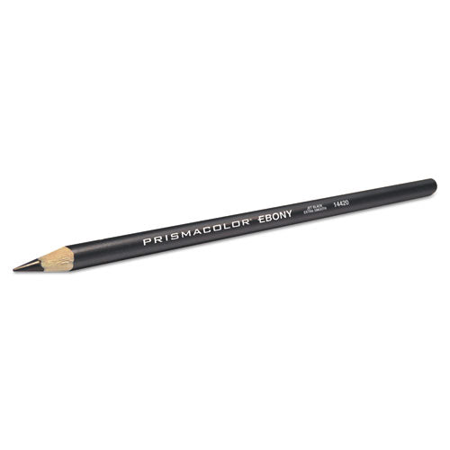 Prismacolor EBONY Sketching Pencil, 4 mm, 2B (#1), Jet Black Lead, Black Matte Barrel, Dozen 14420