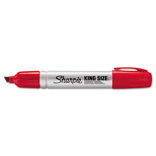 Sharpie King Size Permanent Marker, Broad Chisel Tip, Red, Dozen 15002