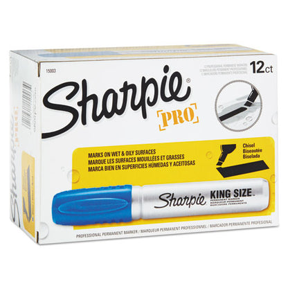 Sharpie King Size Permanent Marker, Broad Chisel Tip, Blue, Dozen 15003
