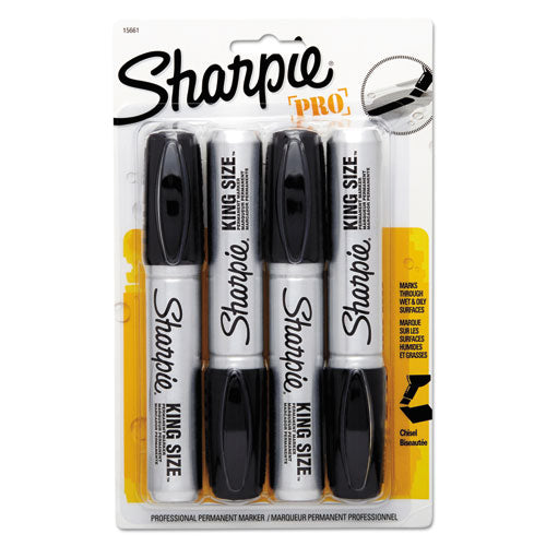 Sharpie King Size Permanent Marker, Broad Chisel Tip, Black, 4-Pack 15661PP