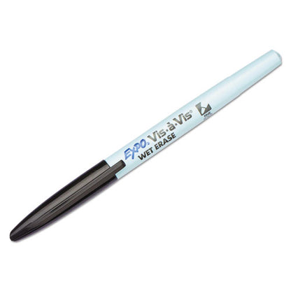 EXPO Vis-à-Vis Wet Erase Marker, Fine Bullet Tip, Black, Dozen 16001