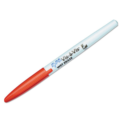 EXPO Vis-à-Vis Wet Erase Marker, Fine Bullet Tip, Red, Dozen 16002