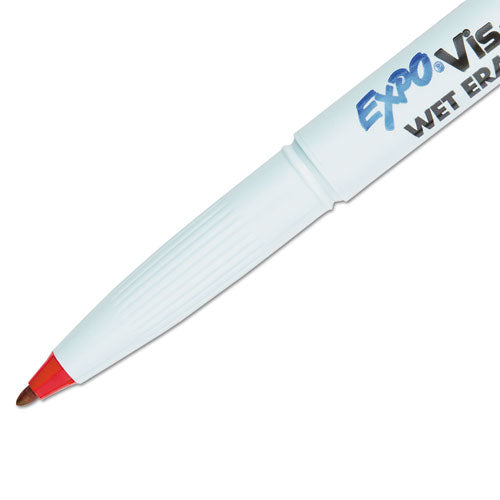 EXPO Vis-à-Vis Wet Erase Marker, Fine Bullet Tip, Red, Dozen 16002