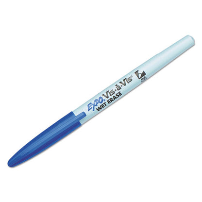 EXPO Vis-à-Vis Wet Erase Marker, Fine Bullet Tip, Blue, Dozen 16003