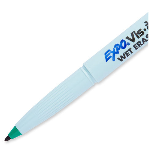 EXPO Vis-à-Vis Wet Erase Marker, Fine Bullet Tip, Green, Dozen 16004