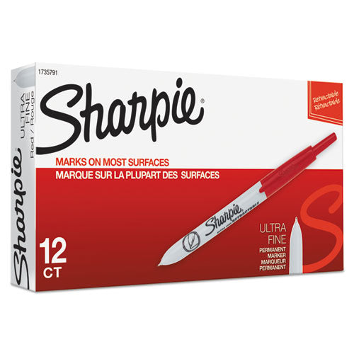 Sharpie Retractable Permanent Marker, Extra-Fine Needle Tip, Red 1735791