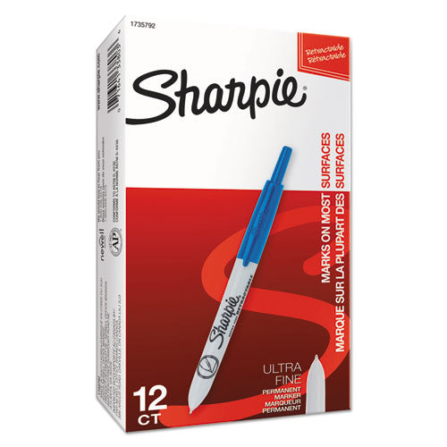 Sharpie Retractable Permanent Marker, Extra-Fine Needle Tip, Blue 1735792