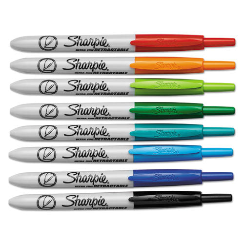 Sharpie Retractable Permanent Marker, Extra-Fine Needle Tip, Assorted Colors, 8-Set 1742025