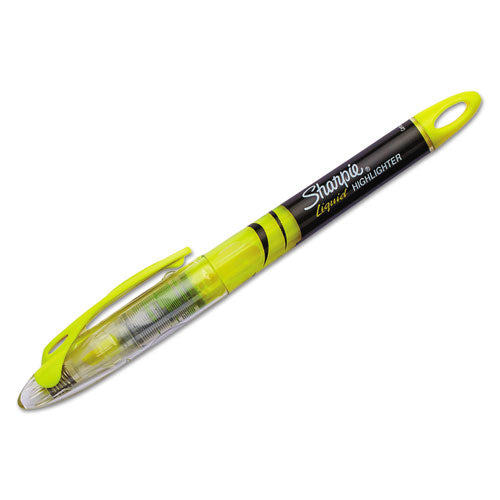 Sharpie Liquid Pen Style Highlighters, Fluorescent Yellow Ink, Chisel Tip, Yellow-Black-Clear Barrel, Dozen 1754463