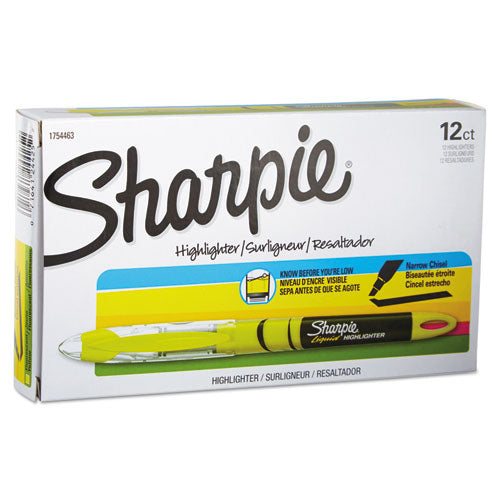 Sharpie Liquid Pen Style Highlighters, Fluorescent Yellow Ink, Chisel Tip, Yellow-Black-Clear Barrel, Dozen 1754463
