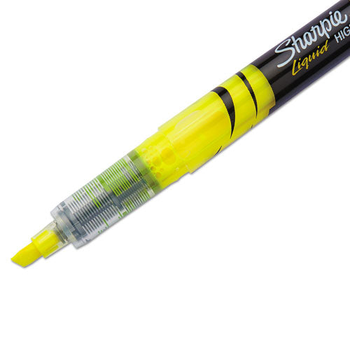 Sharpie Liquid Pen Style Highlighters, Fluorescent Yellow Ink, Chisel Tip, Yellow-Black-Clear Barrel, Dozen 1754463
