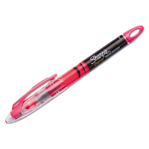 Sharpie Liquid Pen Style Highlighters, Fluorescent Pink Ink, Chisel Tip, Pink-Black-Clear Barrel, Dozen 1754464