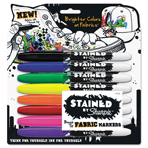 Sharpie Stained Fabric Markers, Medium Brush Tip, Assorted Colors, 8-Pack 1779005